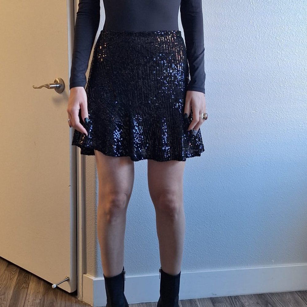 NWT Free People black sequin skirt XS